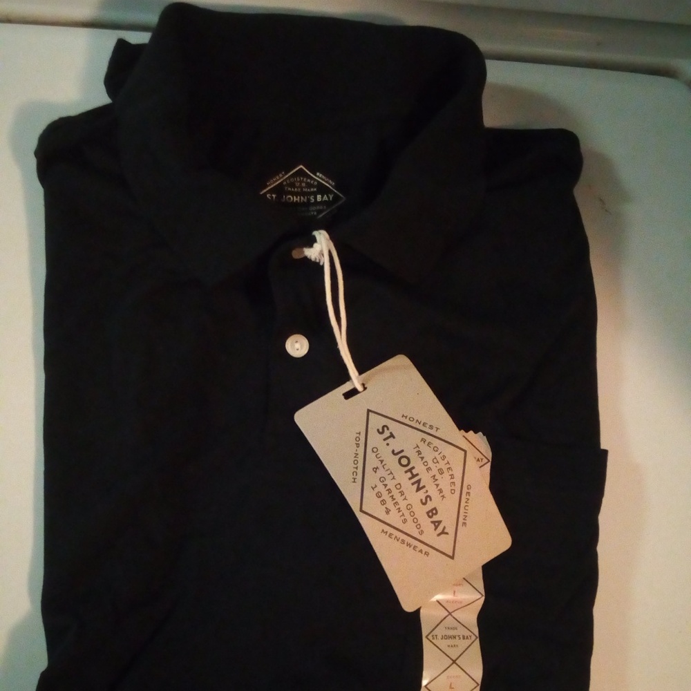 St. John’s Bay Men’s Black Polo NWT
